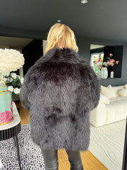 The Sofia - Black Oversized Collar Faux Fur Coat