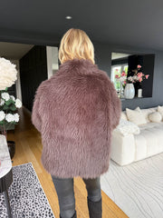 The Sofia - Chocolate Oversized Collar Faux Fur Coat