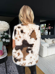 The Matilda - Cow Print Faux Fur Gilet