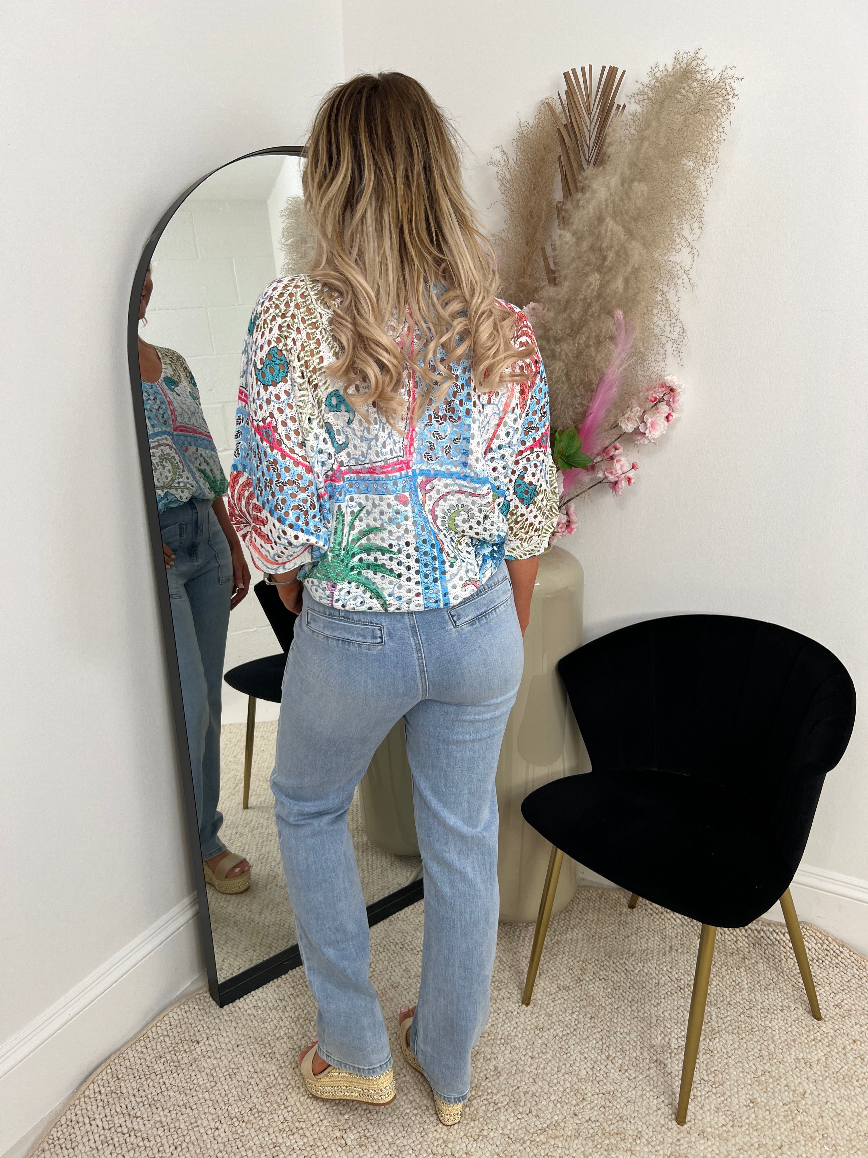 The Tori - Beach Print crochet Top