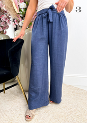 The Hazel - Denim Effect Wide Leg Trousers