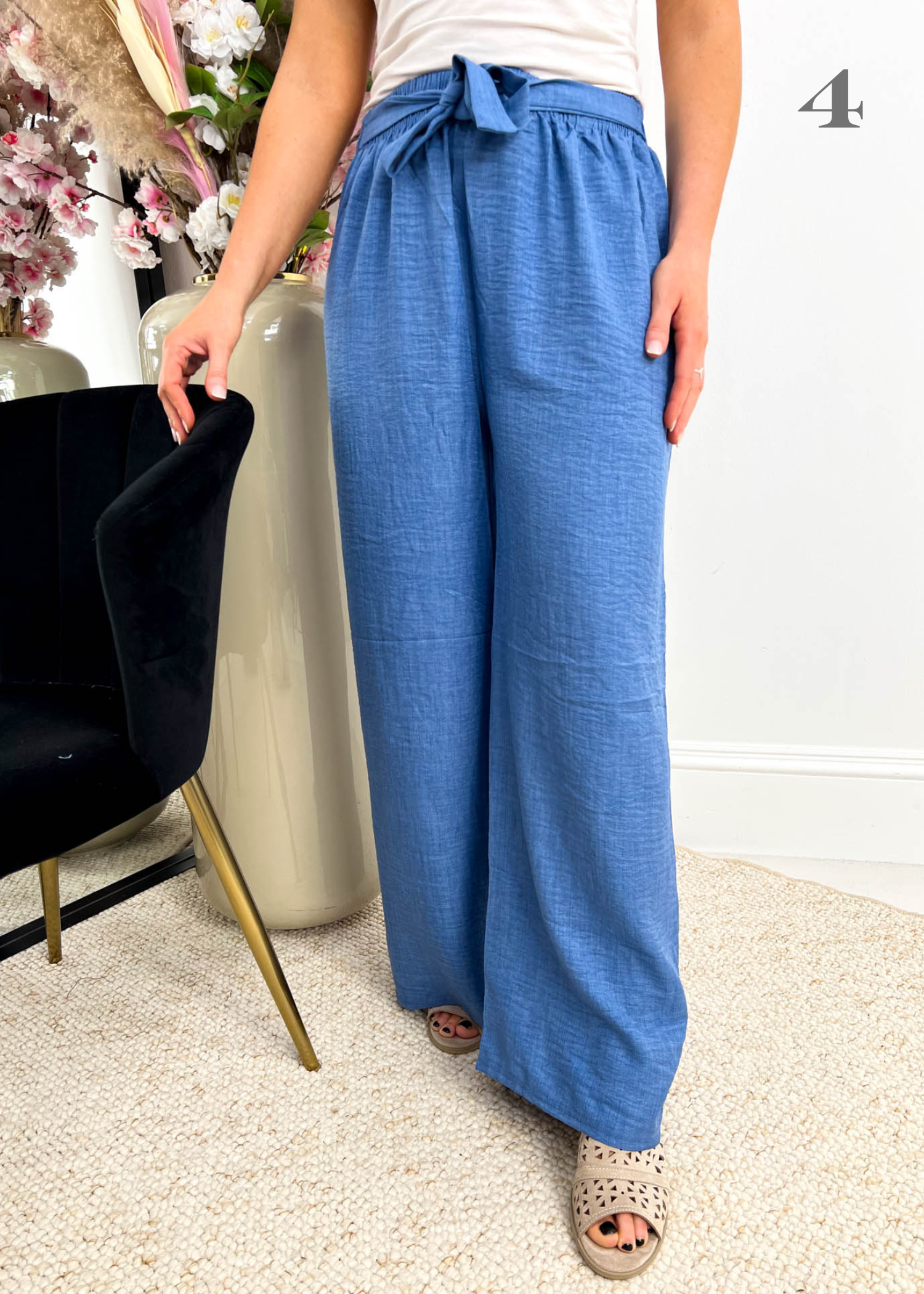 The Hazel - Denim Effect Wide Leg Trousers