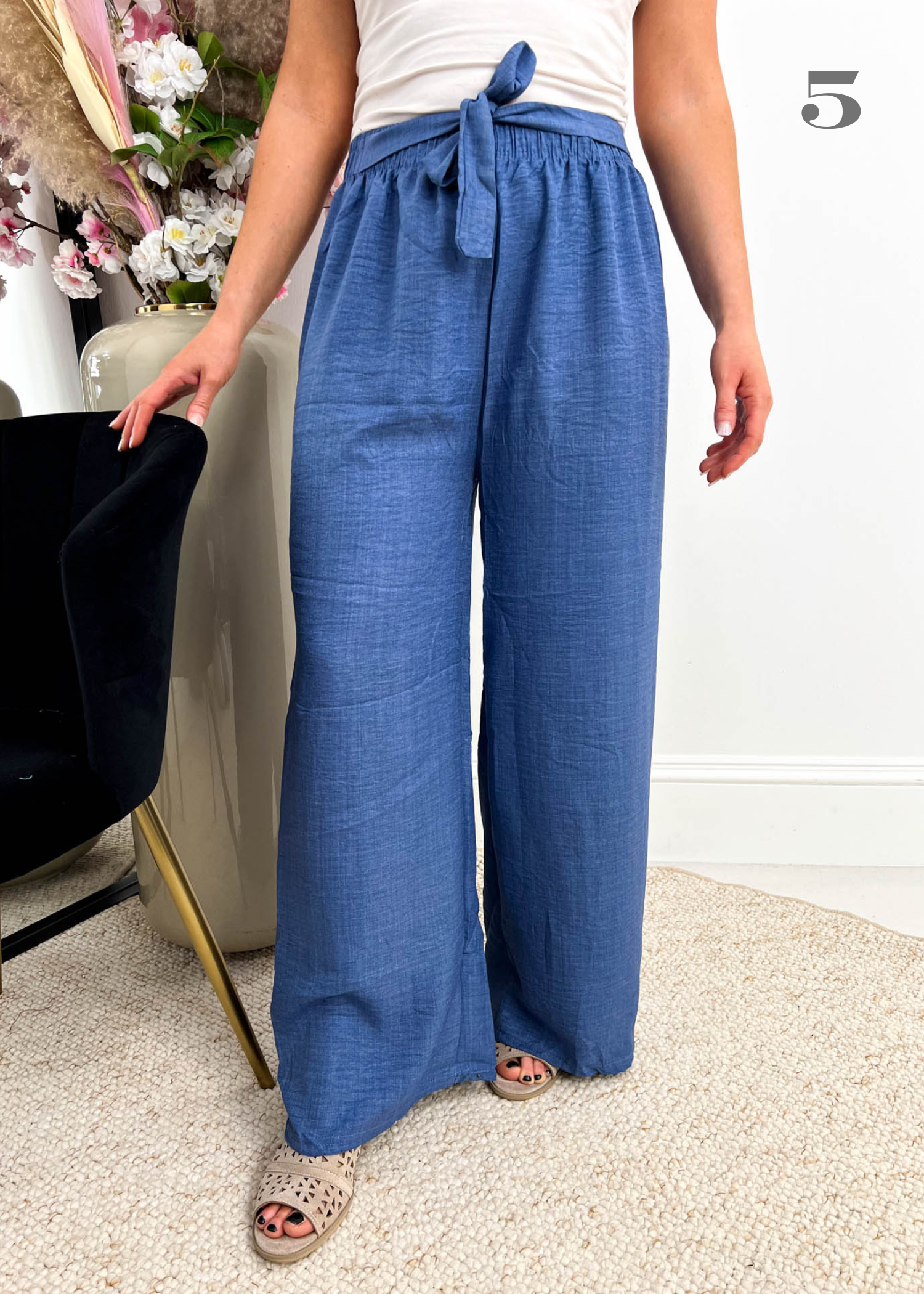 The Hazel - Denim Effect Wide Leg Trousers