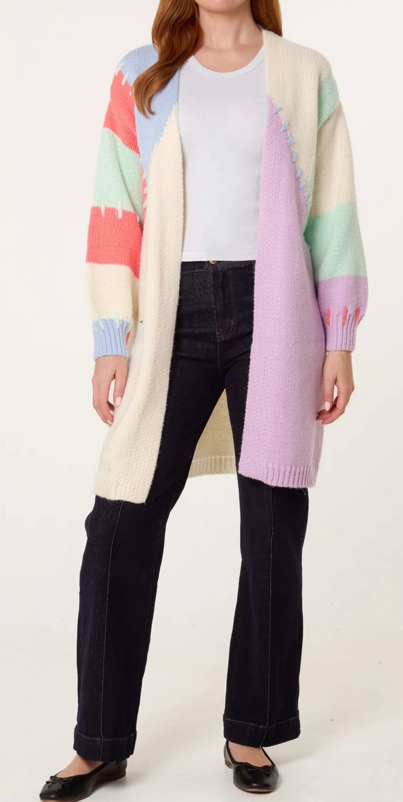 The Delilah - Long Line Multi-Coloured Patchwork Cardigan