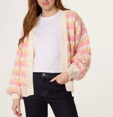 The Ava - Two Toned Chunky Knitted Cardigan