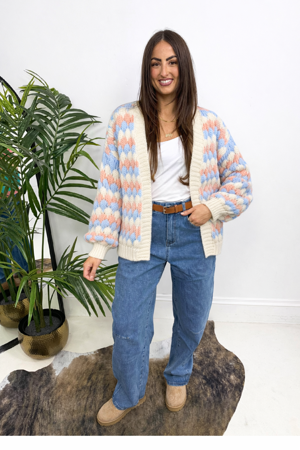 The Ava - Two Toned Chunky Knitted Cardigan