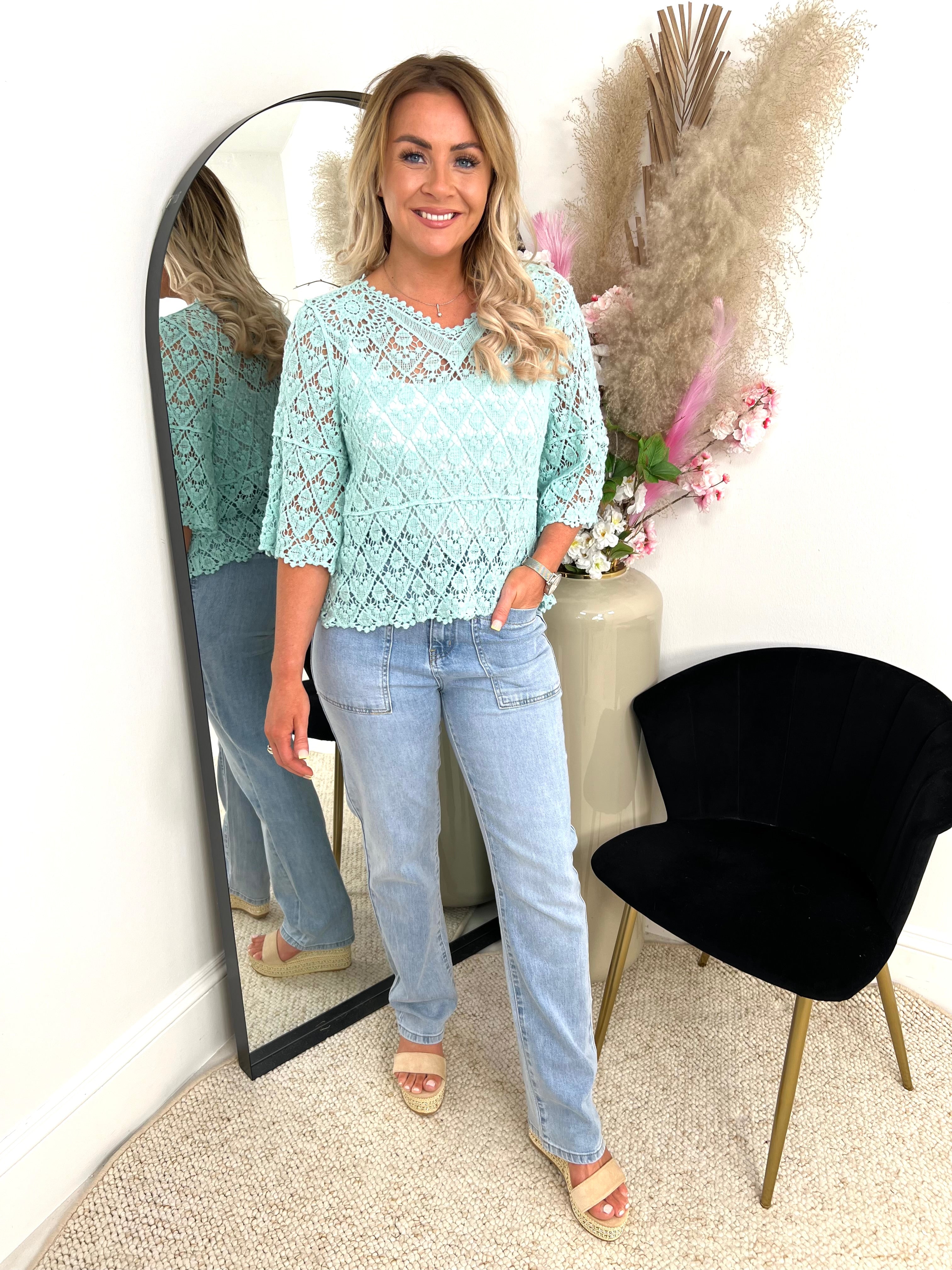 The Siena- Crochet V-neck Top