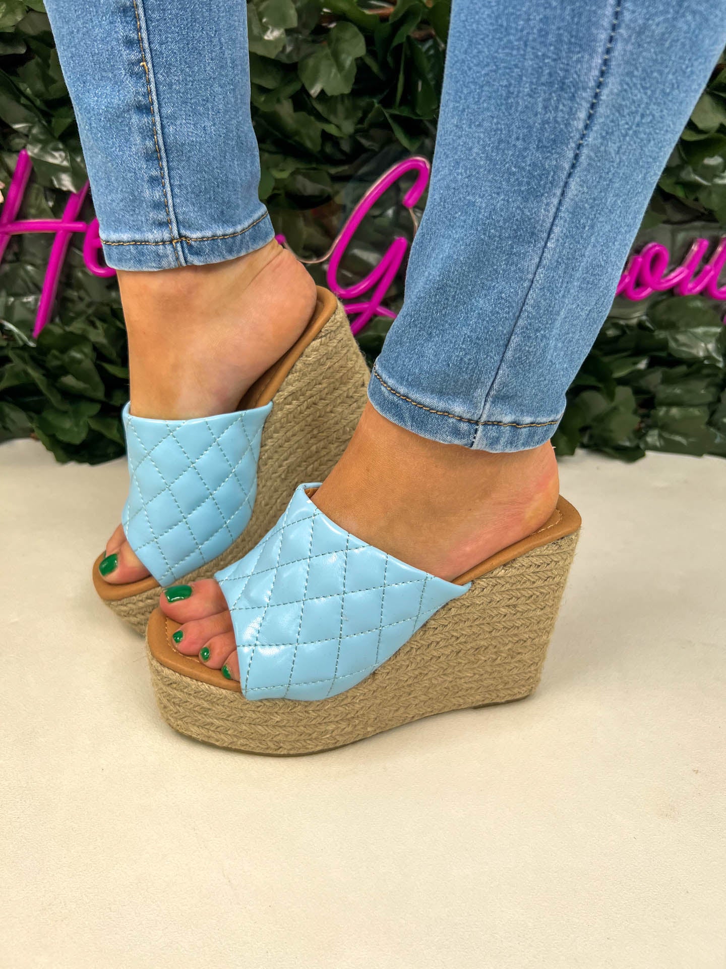 The Erica - Quilted Mule Wedges