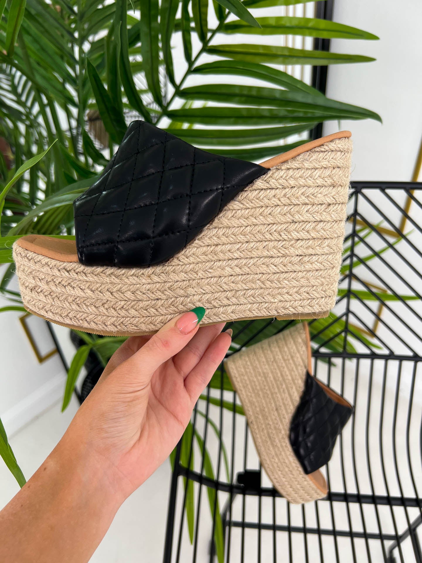 The Erica - Quilted Mule Wedges