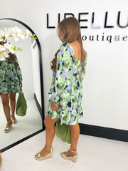 The Eden - Green Abstract Print Mini Dress