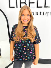 The Carly - Colourful Leopard Print T-Shirt