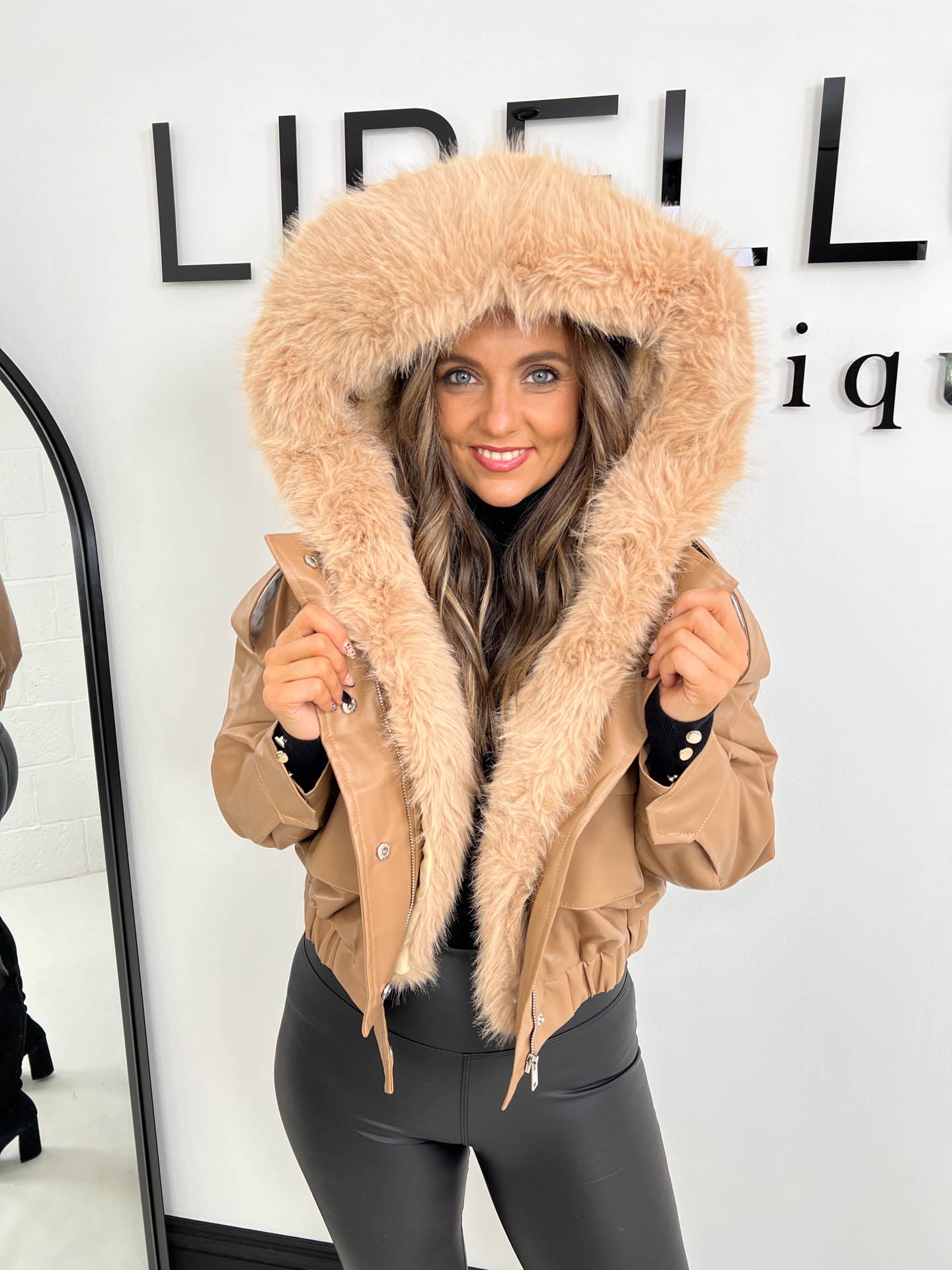 The Kellie - Bomber with Faux Fur Hood