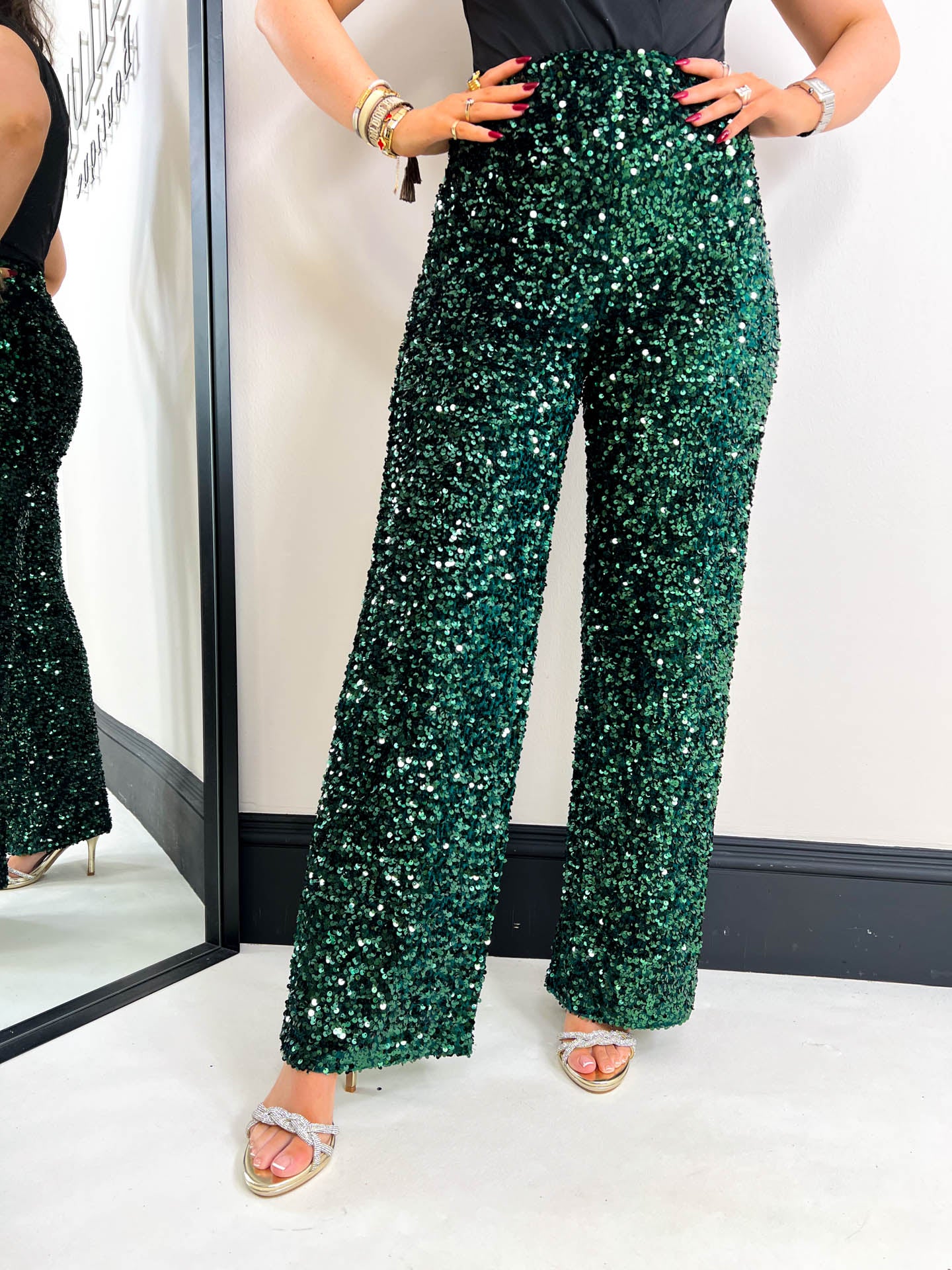 The Crystal - Sequin Wide Leg Trouser