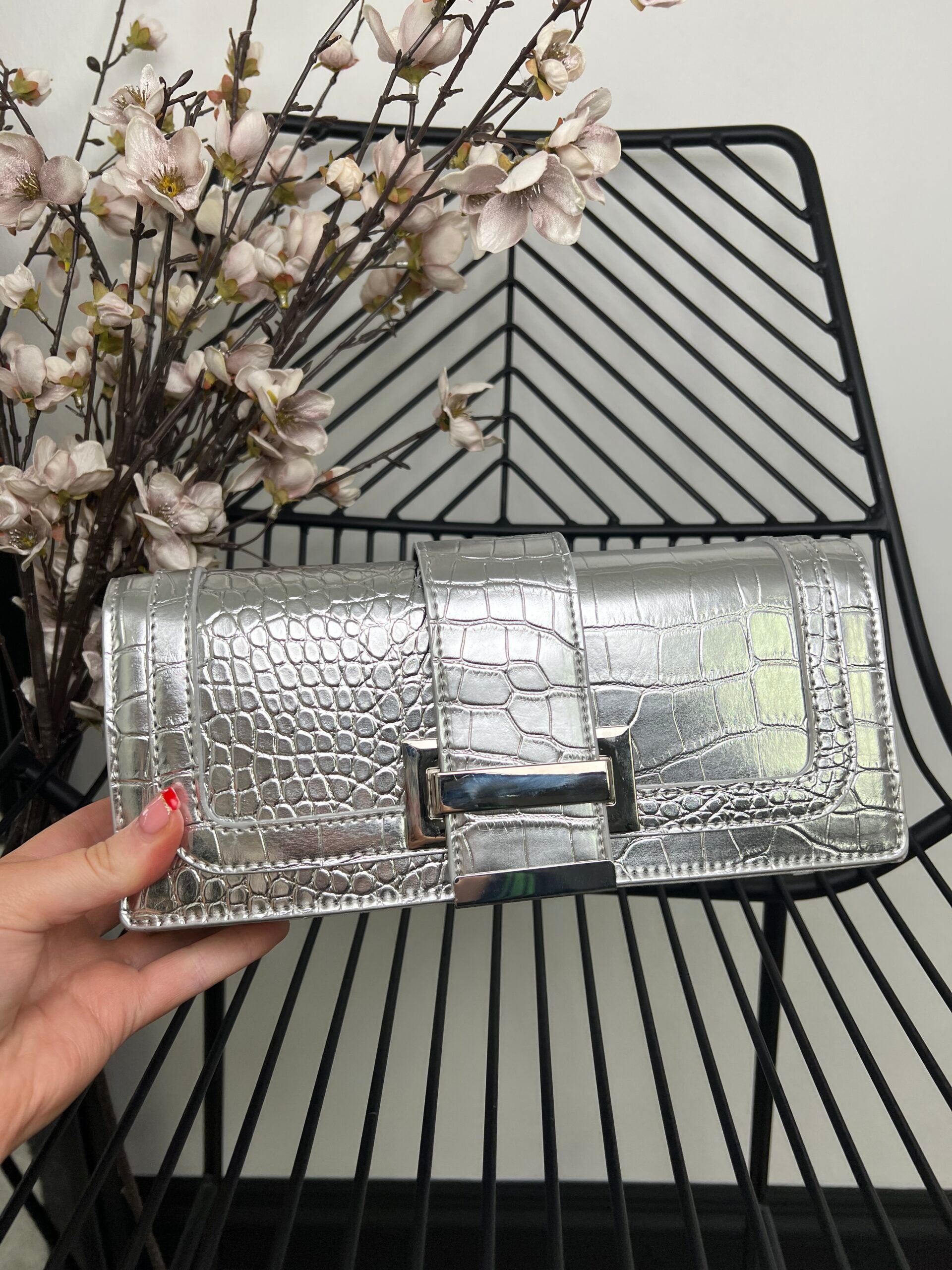 The Ashley - Snake Print Leather Clutch