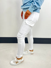 The Chloe - White Cargo Skinny Jeans