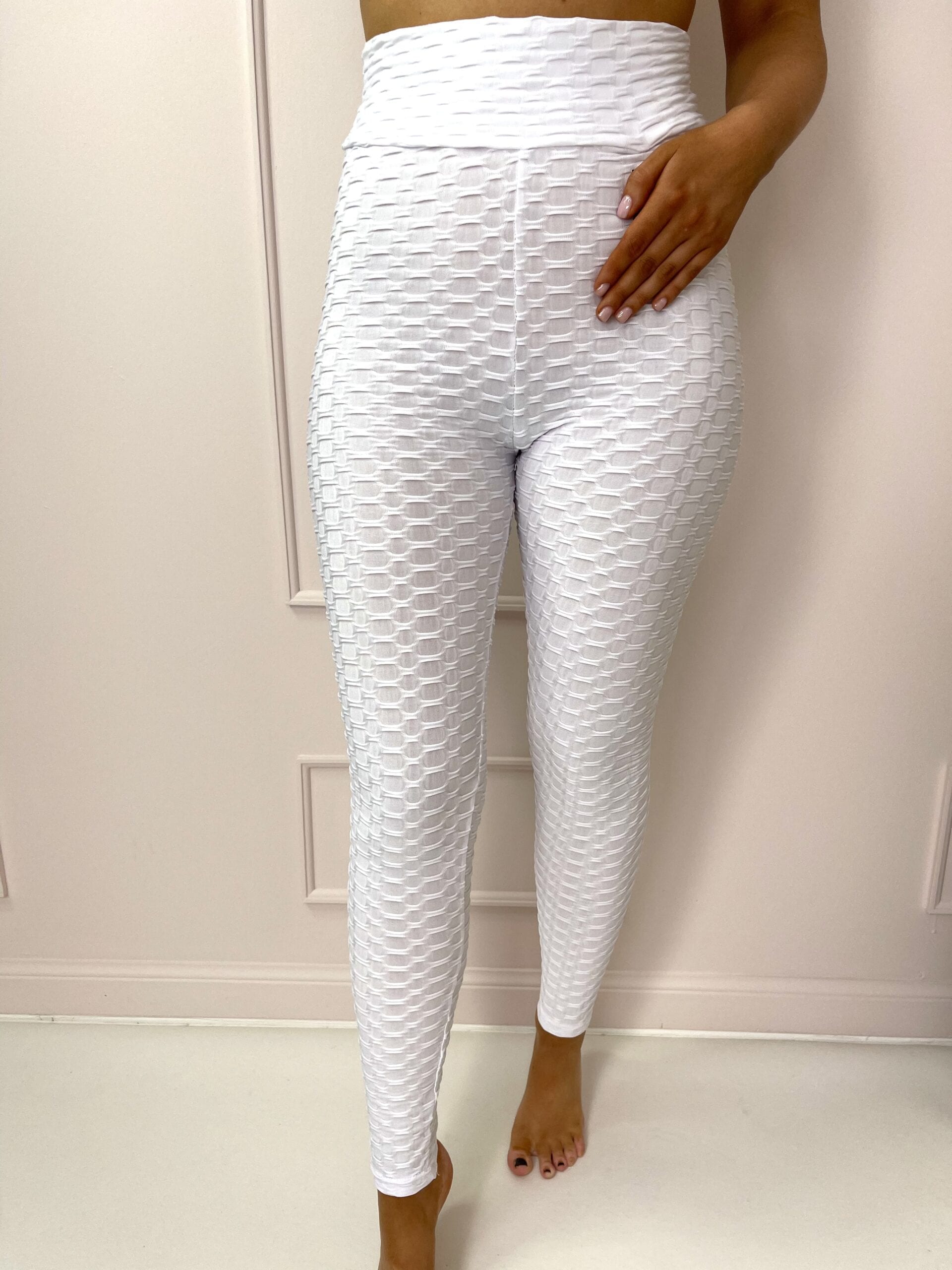 Work Out - White Ribbed Leggings