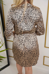 Alessendra  - Leopard Print Satin Dressing Gown